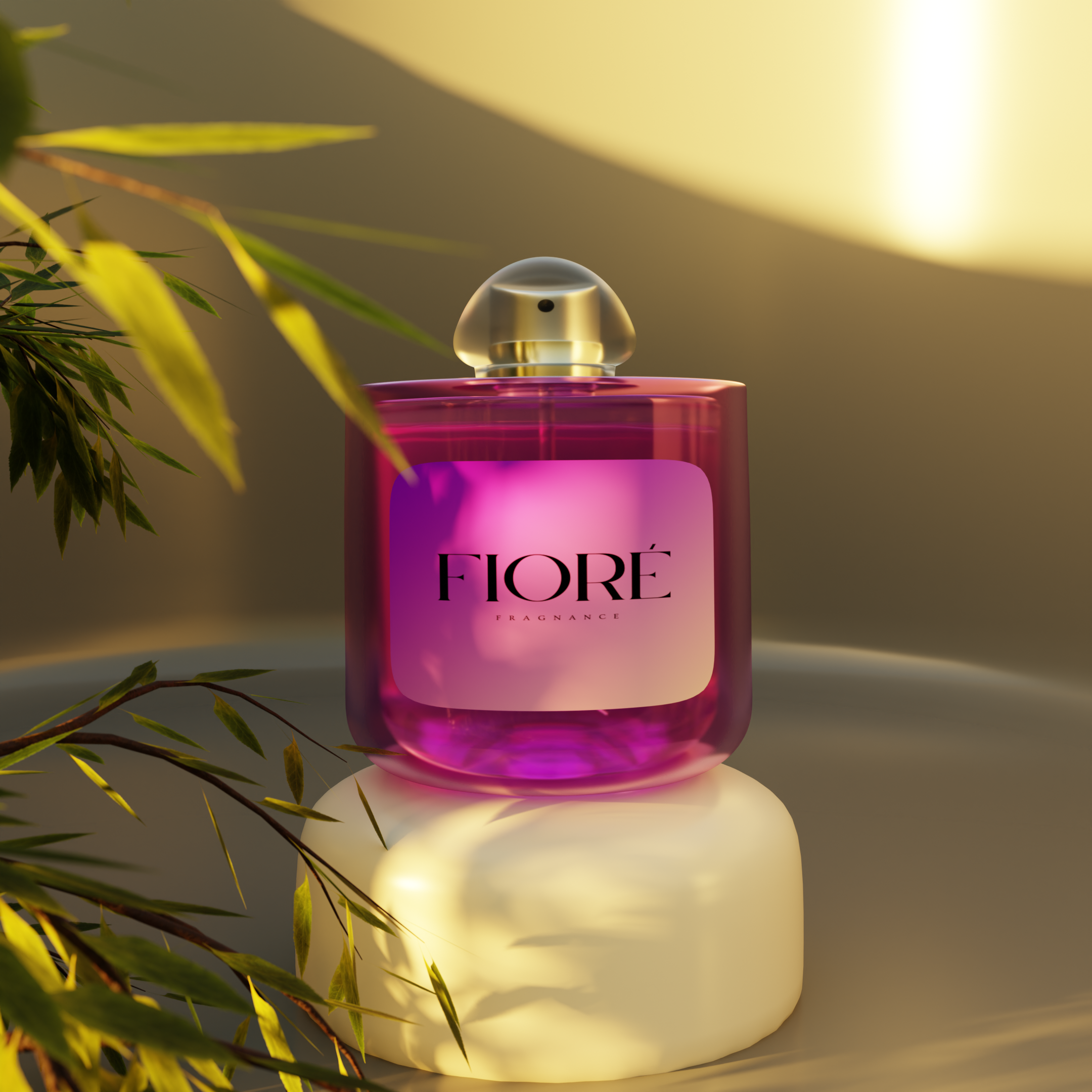 Luxury 3D Perfume Bottle Rendering – Fiore Fragrance Product Visualization