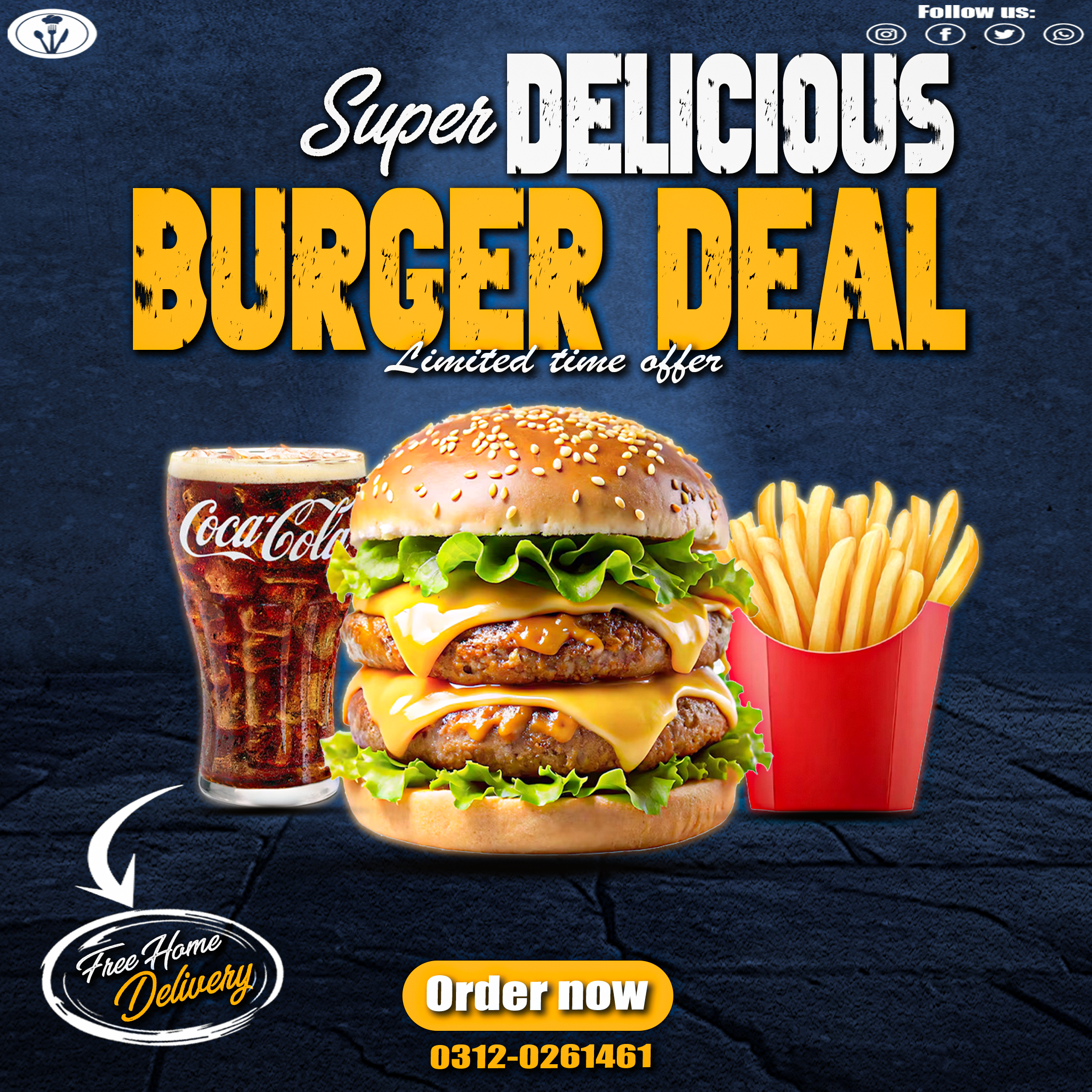 Bold Burger Deal Poster – Eye-Catching Food Promo Design for F&B Brands